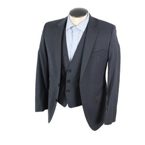 Hugo Boss 3 piece wool suit navy & pin stripes 36R